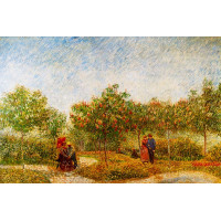 Flörtleşen Çiftler Bahçesi Kanvas Tablo