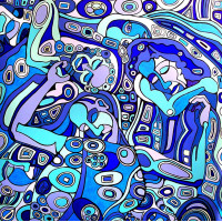 Mavi Beyaz Silüetler Kanvas Tablo