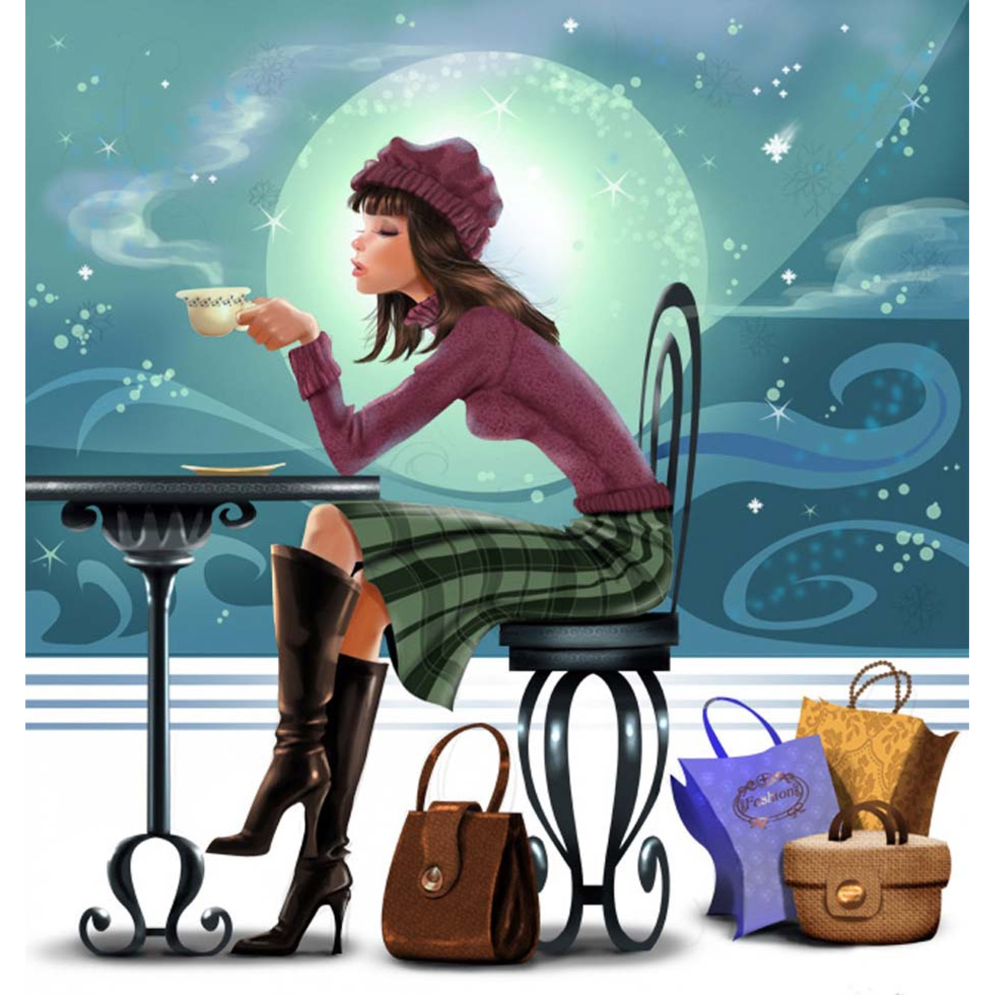 Cafe Restoran Manzaraları - Kanvas Tablo